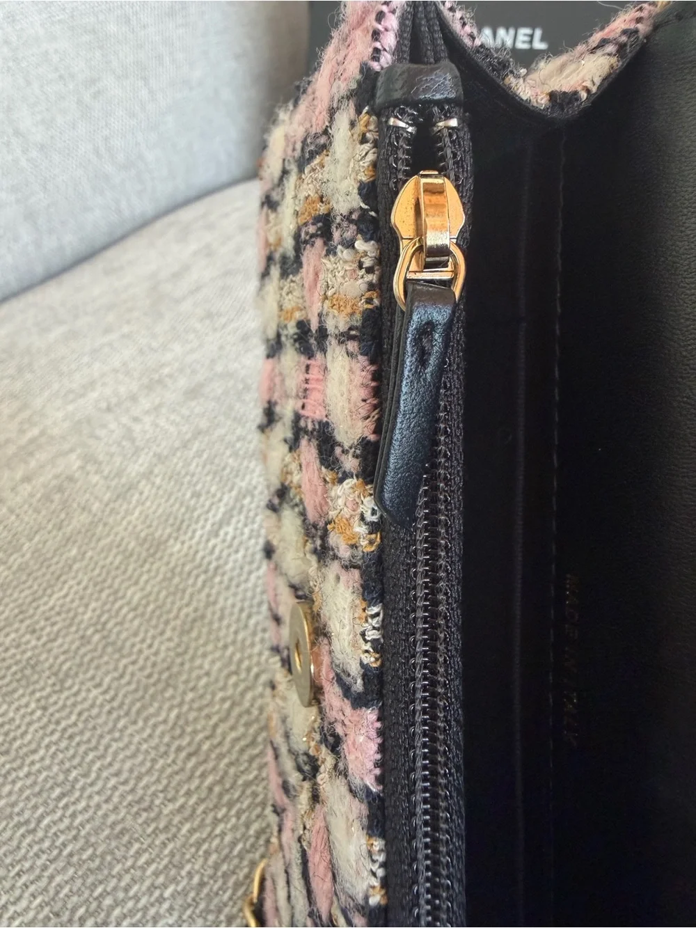 Chanel CC Tweed Pearl Crush Wallet on Chain